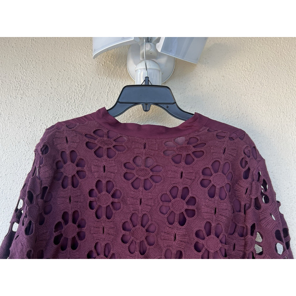 NWD Tuckernuck Maxi Dress 3XL Burgundy Calliope Merlot Lace Eyelet Puff Sleeve - Picture 8 of 10